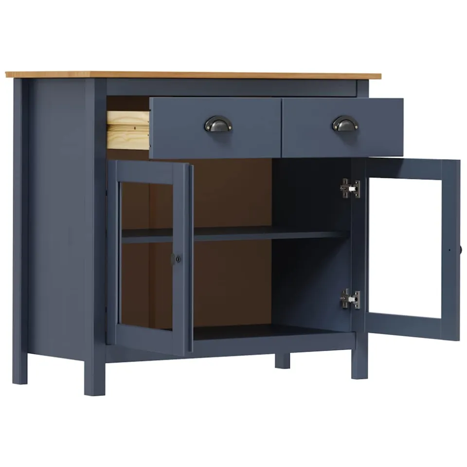 vidaXL Dressoir Hill Range 90x40x80 cm massief grenenhout grijs, foto 3
