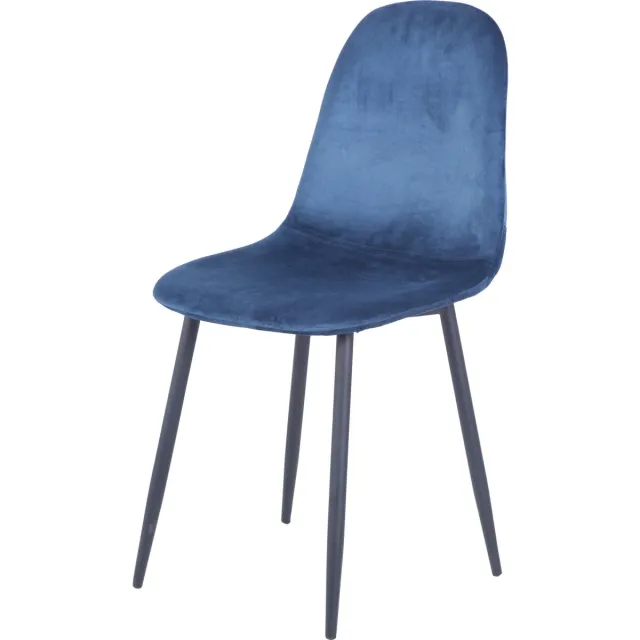 Soof & Tess Soph & Tess - Cordoba Eetkamerstoel - Set van 4 - 100 % Velvet - Blauwe eetstoel - Metaalpoot -Industriel