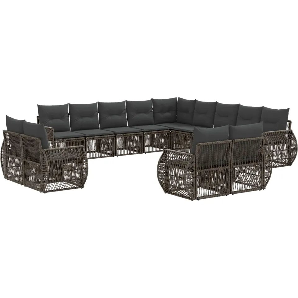 vidaXL Tuinbankenset 13 st 13-zits Grijs en Donkergrijs poly rattan, foto 3