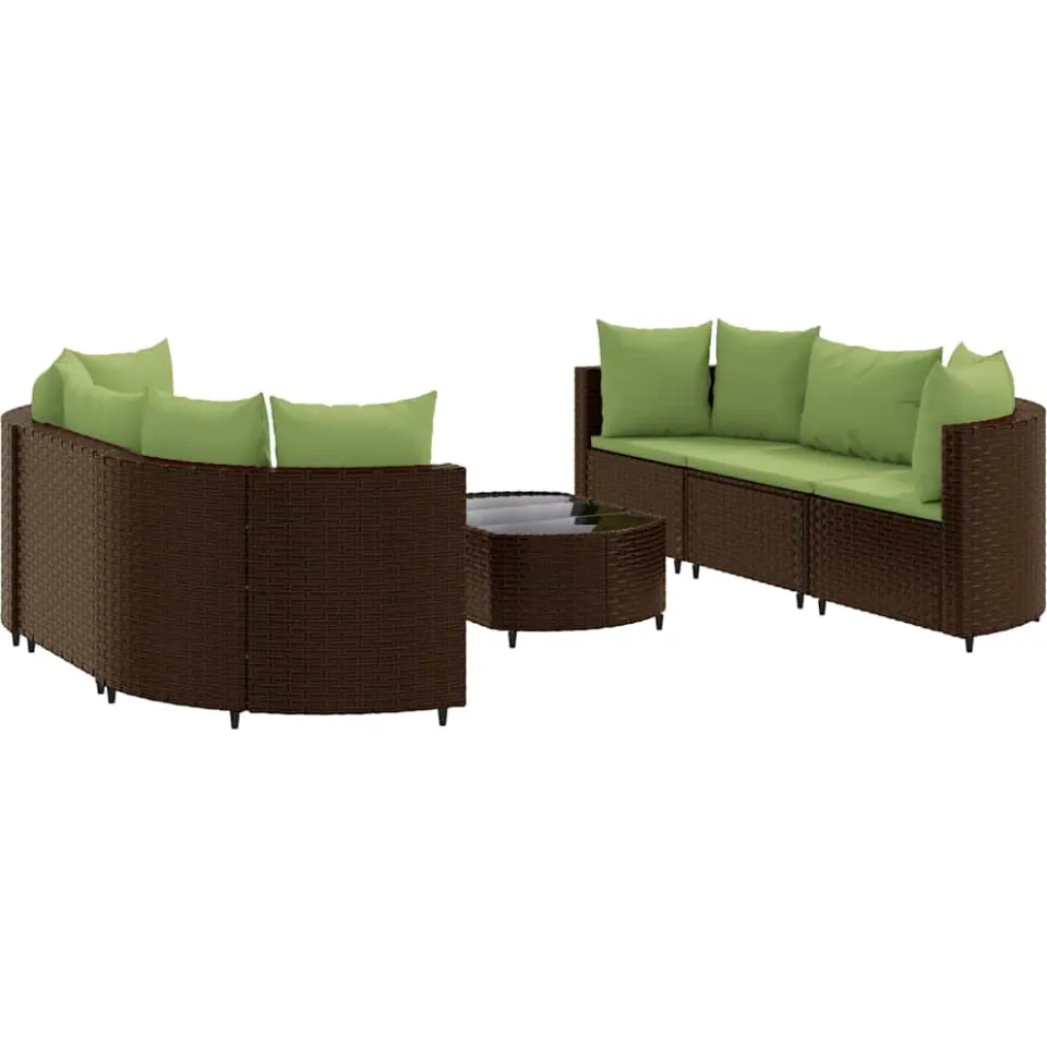 vidaXL 7-delige Loungeset met kussens poly rattan bruin