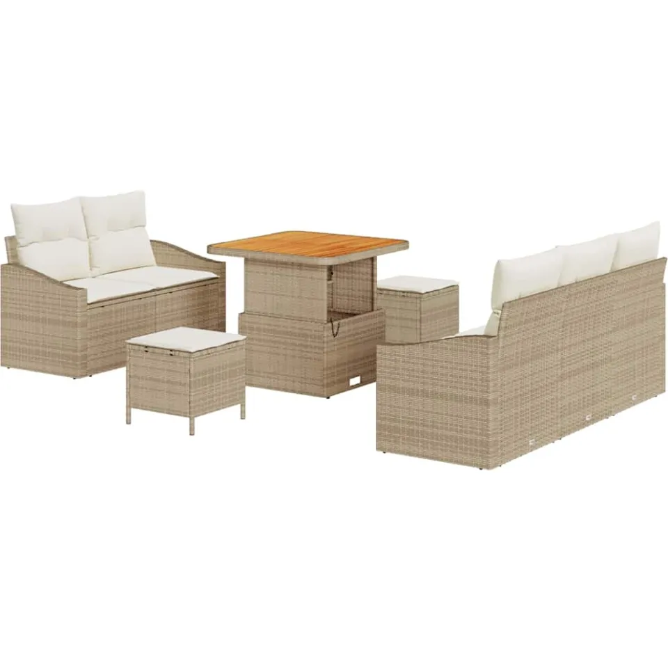vidaXL Tuinbankenset 8 st Beige poly rattan