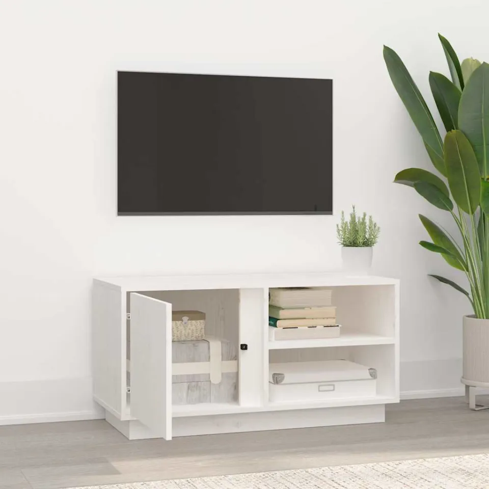 vidaXL Tv-meubel 80x35x40,5 cm massief grenenhout wit, foto 3