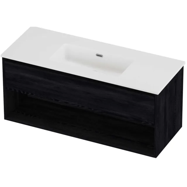 Proline Tribute Badmeubelset Porselein Elegant Enkel Schap 120x46x54 cm Mat White Black Oak Eiken