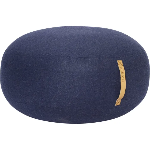 Hubsch Interior HÜBSCH INTERIOR - Grote ronde donkerblauwe poef van wol - Ø70cm