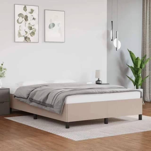 vidaXL Bedframe kunstleer cappuccinokleurig 140x190 cm Bruin