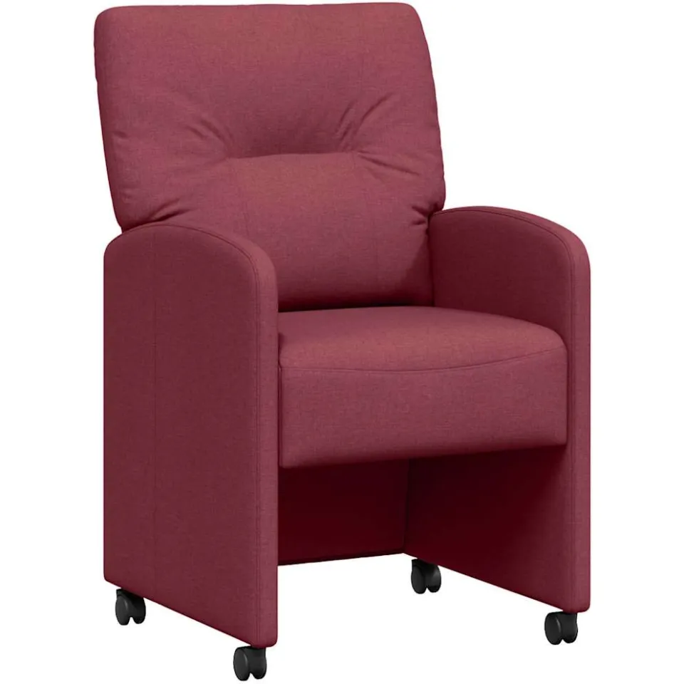 vidaXL Eetkamerstoelen met Wieltjes 2 st Stof Wijnrood 57 x 67 x 95 cm, foto 4