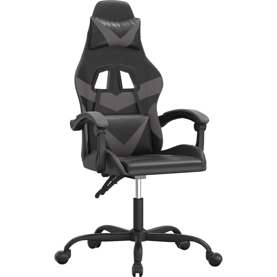 vidaXL Gamestoel draaibaar kunstleer zwart en grijs, foto 3