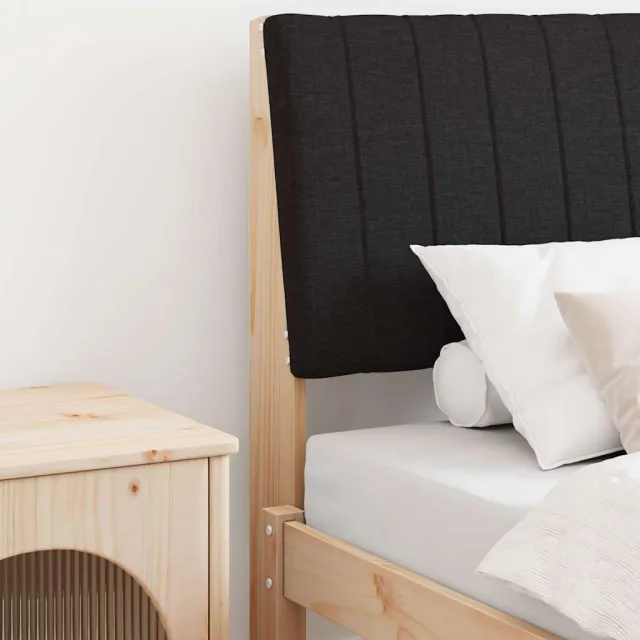 vidaXL Gestoffeerd hoofdbord Zwart 80 cm Massief grenenhout Bruin