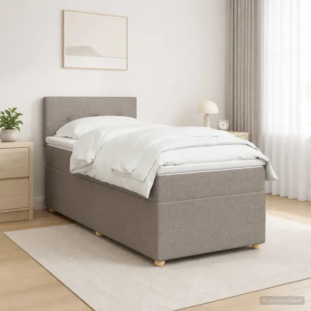vidaXL Boxspringbed met matras met hoofdeinde Taupe 100 x 200 cm Stof