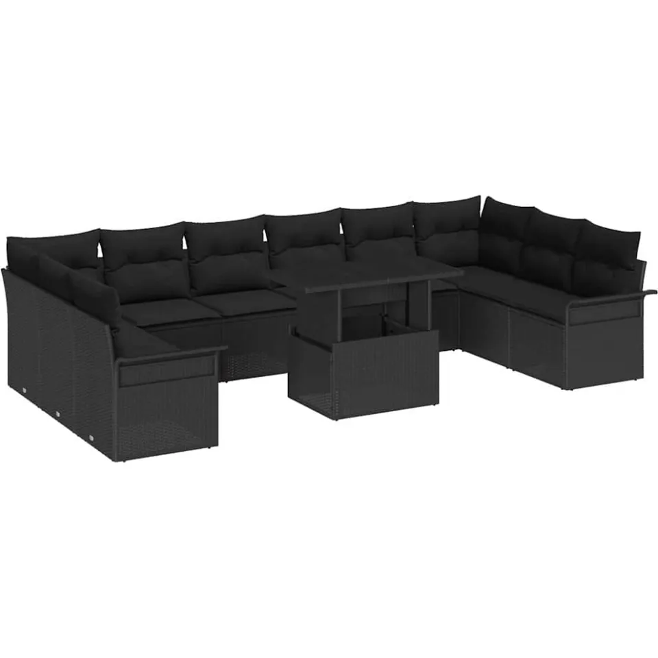 vidaXL Tuin Sofa Set 11 st Zwart Poly riet