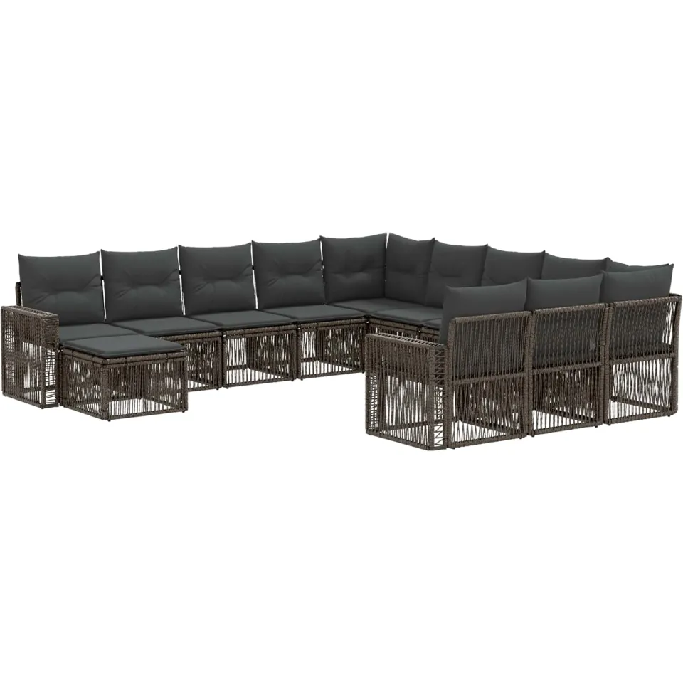 vidaXL Tuinbankenset 12 st 12-zits Grijs en Donkergrijs poly rattan, foto 3