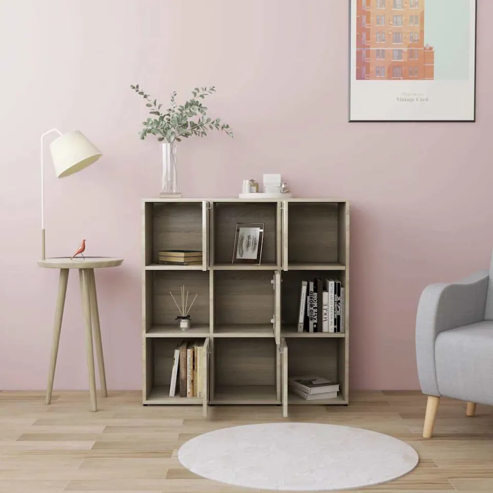 vidaXL Boekenkast 90x30x90 cm bewerkt hout sonoma eikenkleurig, foto 3