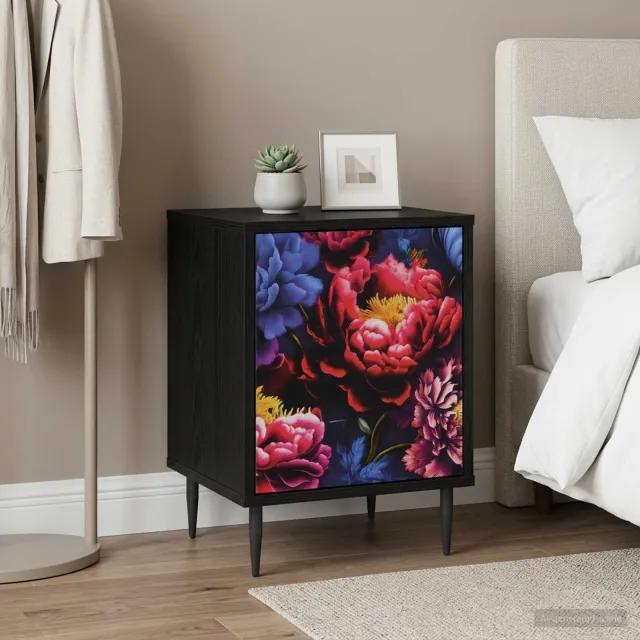 vidaXL Nachtkastje KIEL Zwart eiken 36 x 33 x 51 cm Bewerkt hout, foto 2