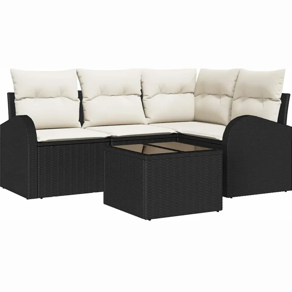 vidaXL Tuin Sofa Set 5 st Zwart poly rattan