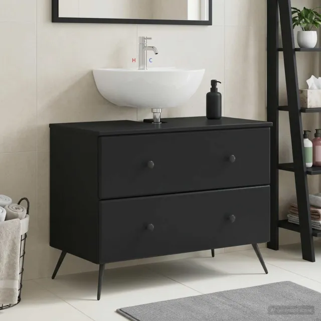 vidaXL Badkamer wastafelkast BREDA Zwart 82 x 41 x 59 cm Bewerkt hout