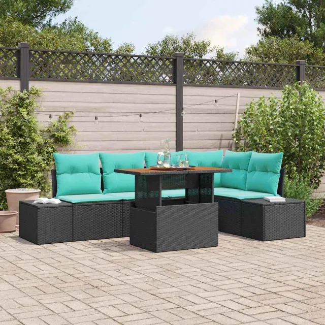 vidaXL Tuin Sofa Set 6 st Zwart Poly riet, foto 2