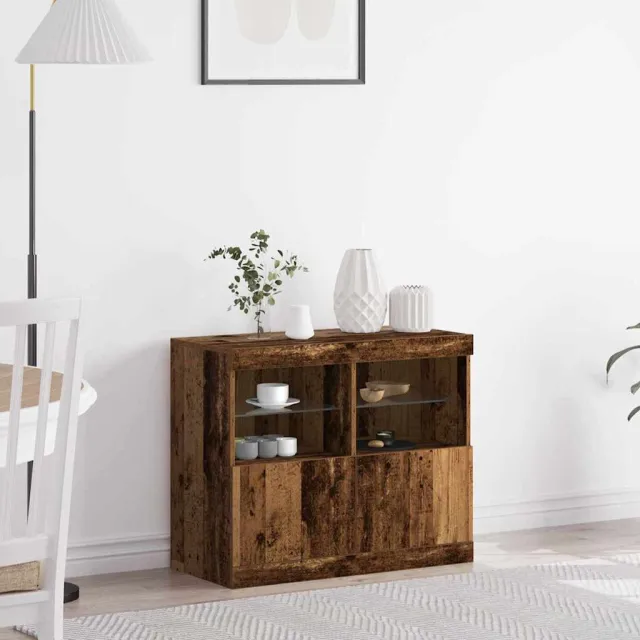 vidaXL LED Sideboard Bruin 81 x 37 x 66,5 cm Bewerkt hout