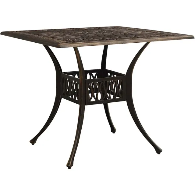 vidaXL Tuintafel 90x90x73 cm gietaluminium bronskleurig bruin, foto 2