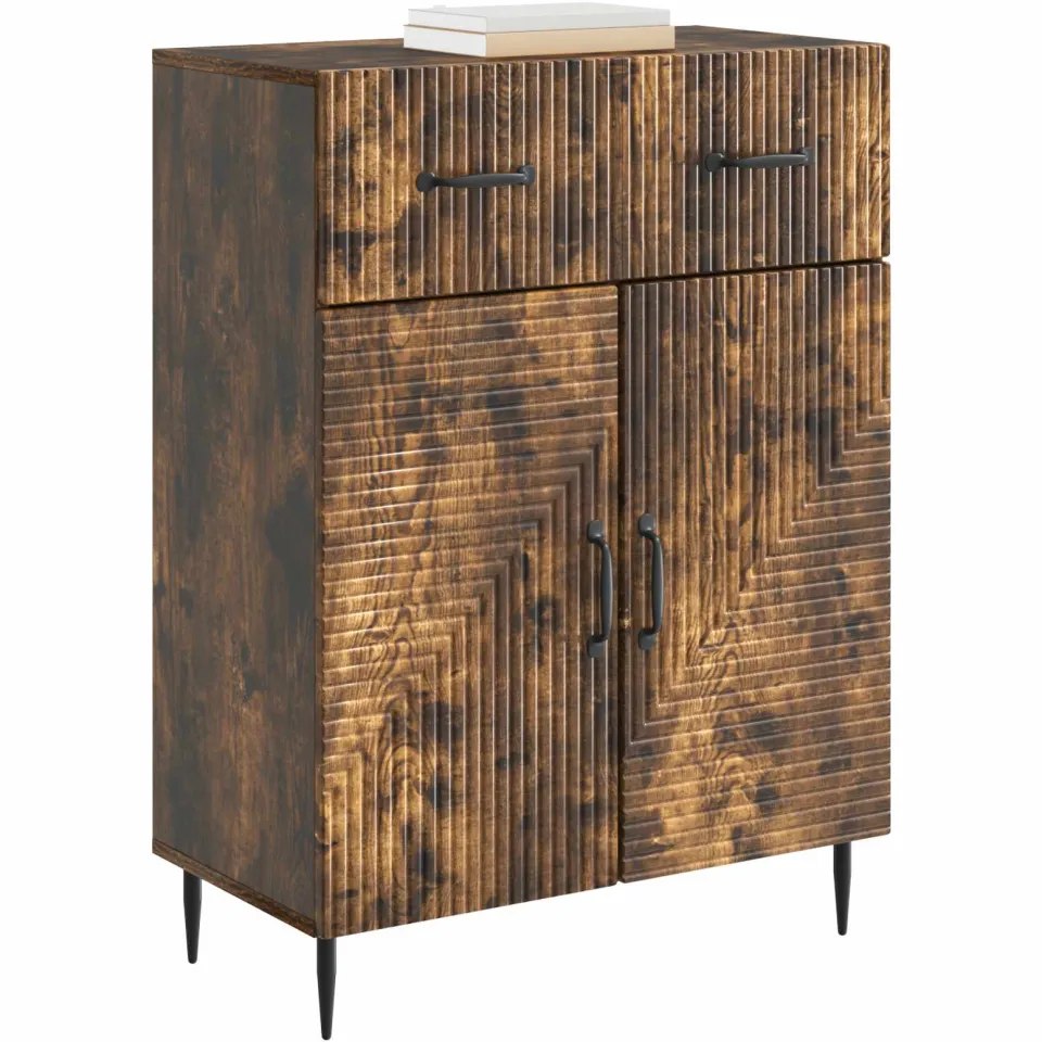 vidaXL Dressoir Gerookt eiken 66 x 34,5 x 89,5 cm Bewerkt hout Bruin