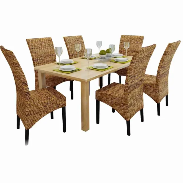 vidaXL Eetkamerstoelen 6 st abaca en massief mangohout Bruin