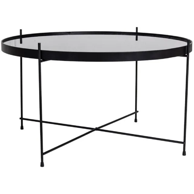 Nest of Nora Salontafel Nido - rond glasblad - Stalen onderstel ø70 x 40 cm - Zwart