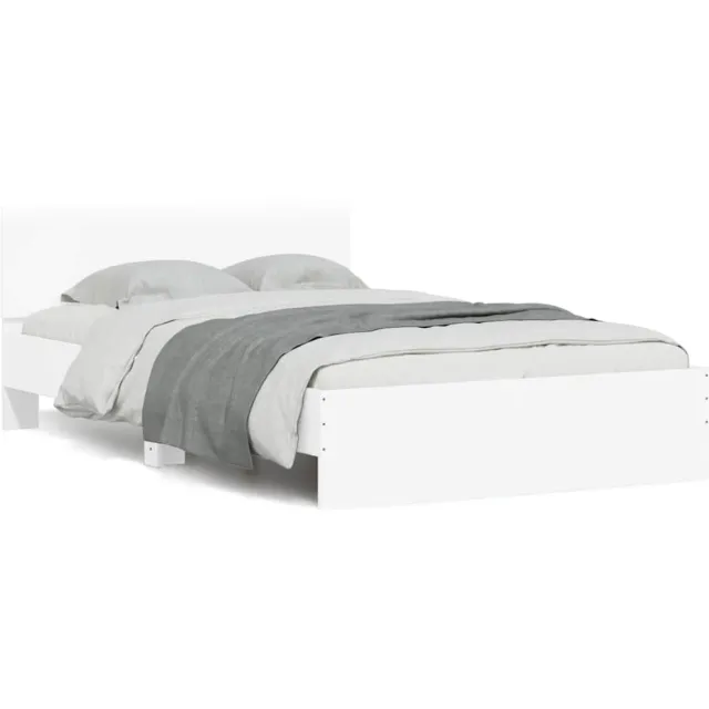 vidaXL Bedframe met hoofdeinde en LED wit 140x190 cm