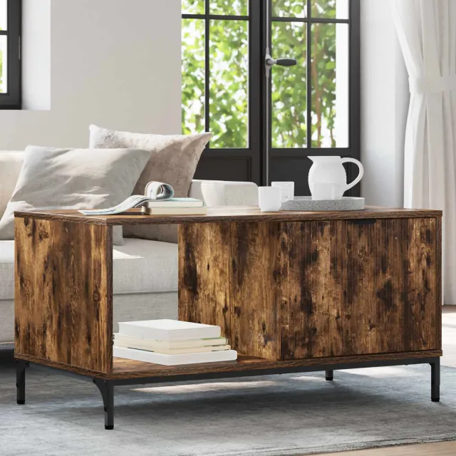 vidaXL Salontafel Gerookt eiken 90 x 49 x 46 cm Bewerkt hout, foto 2
