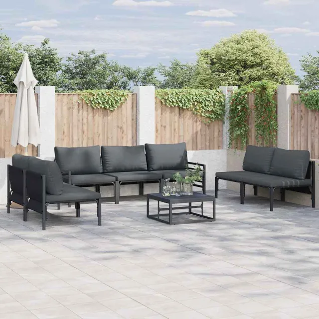 vidaXL Tuinbankenset 7 st Zwart Staal, foto 2