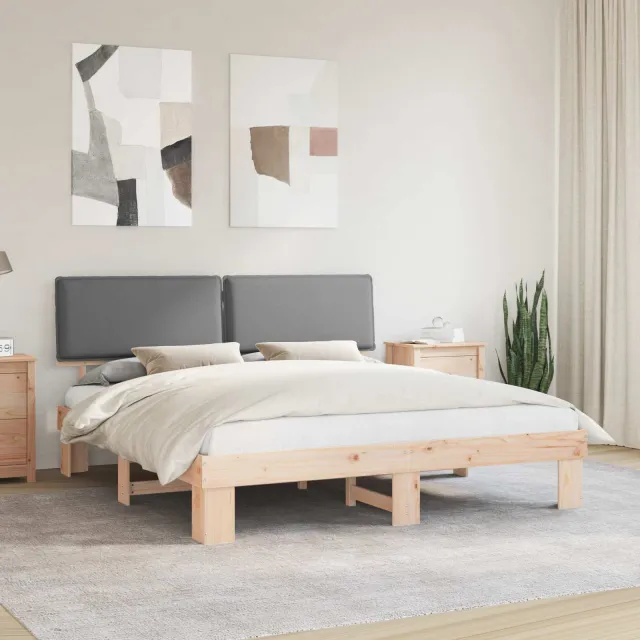 vidaXL Bedframe met Gevoerd Hoofdgedeelte Lichtgrijs 200 x 200 cm