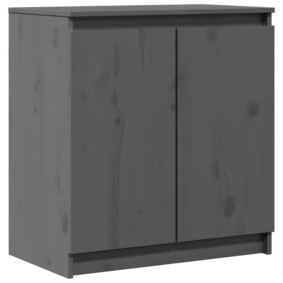 vidaXL Bijzetkast 60x36x65 cm massief grenenhout grijs