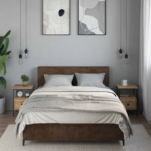 vidaXL Nachtkastjes 2 st 44x45x60cm bewerkt hout artisanaal eikenkleur, foto 2