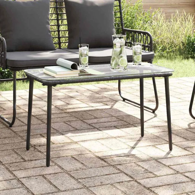 vidaXL Tuinstafel Zwart 80 x 40 x 45 cm poly rattan, foto 2