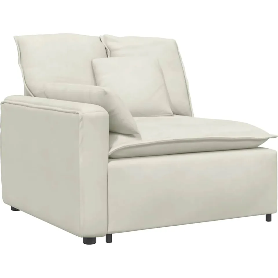vidaXL Modulaire bank Armleuning eindmodule met kussens 100 cm crème, foto 3