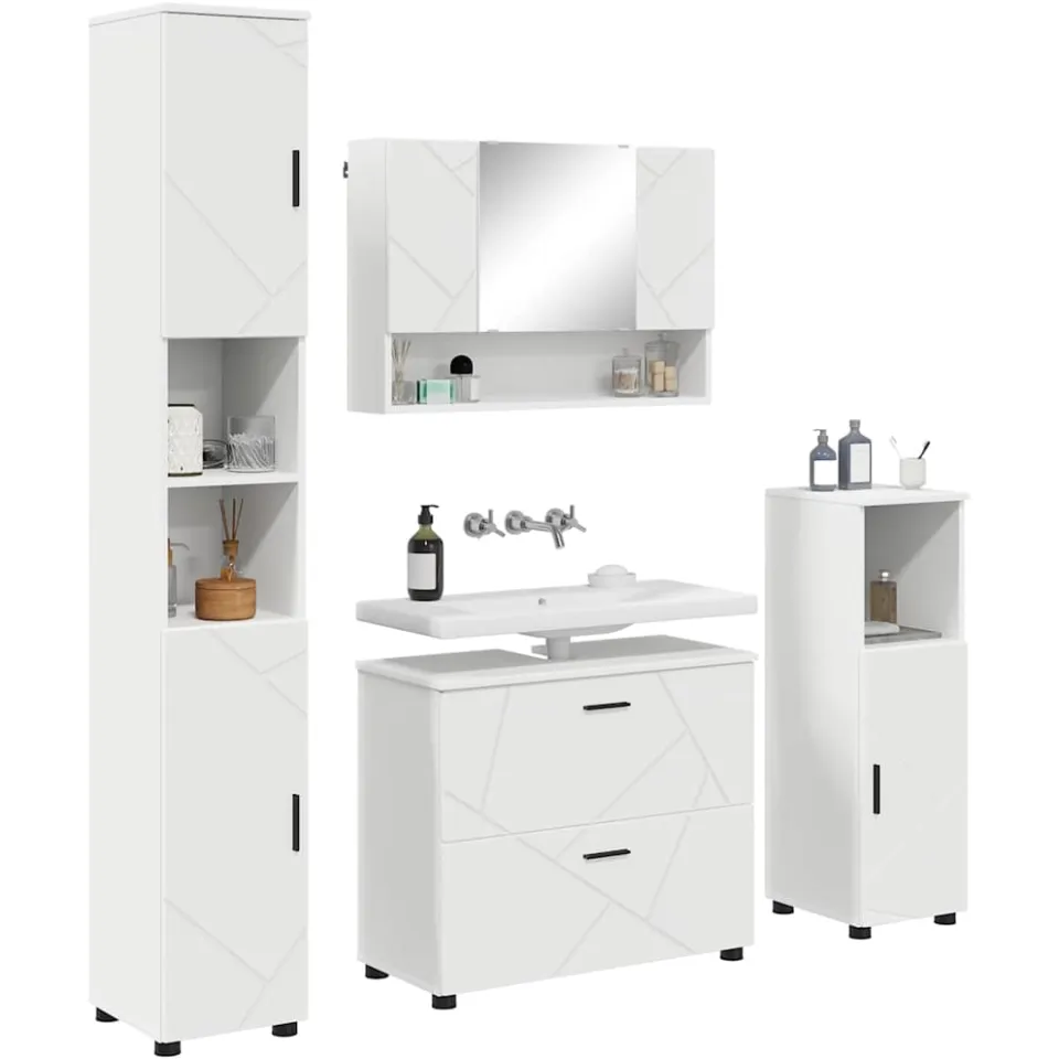 vidaXL Badkamermeubelset 4 st Wit 35 x 30 x 192 cm