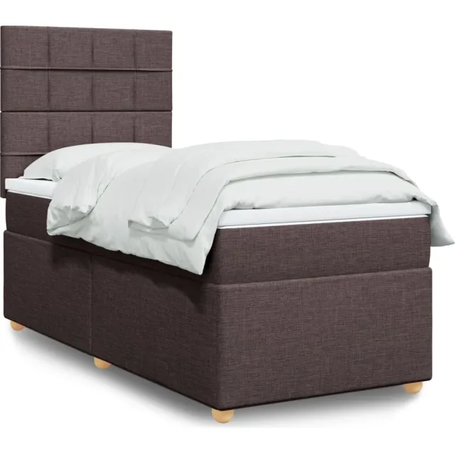 vidaXL Boxspring met matras stof donkerbruin 90x200 cm bruin