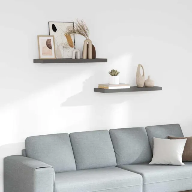 vidaXL Wandschappen zwevend 2 st 80x23,5x3,8 cm MDF hoogglans grijs