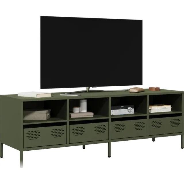 vidaXL Tv-meubel 135x39x43,5 cm koudgewalst staal olijfgroen