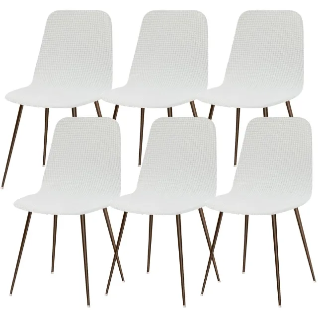 Ibenzoa Hoogwaardige Stretch Stoelhoezen Set van 6 voor Eetkamerstoelen en Keukenstoelen wit
