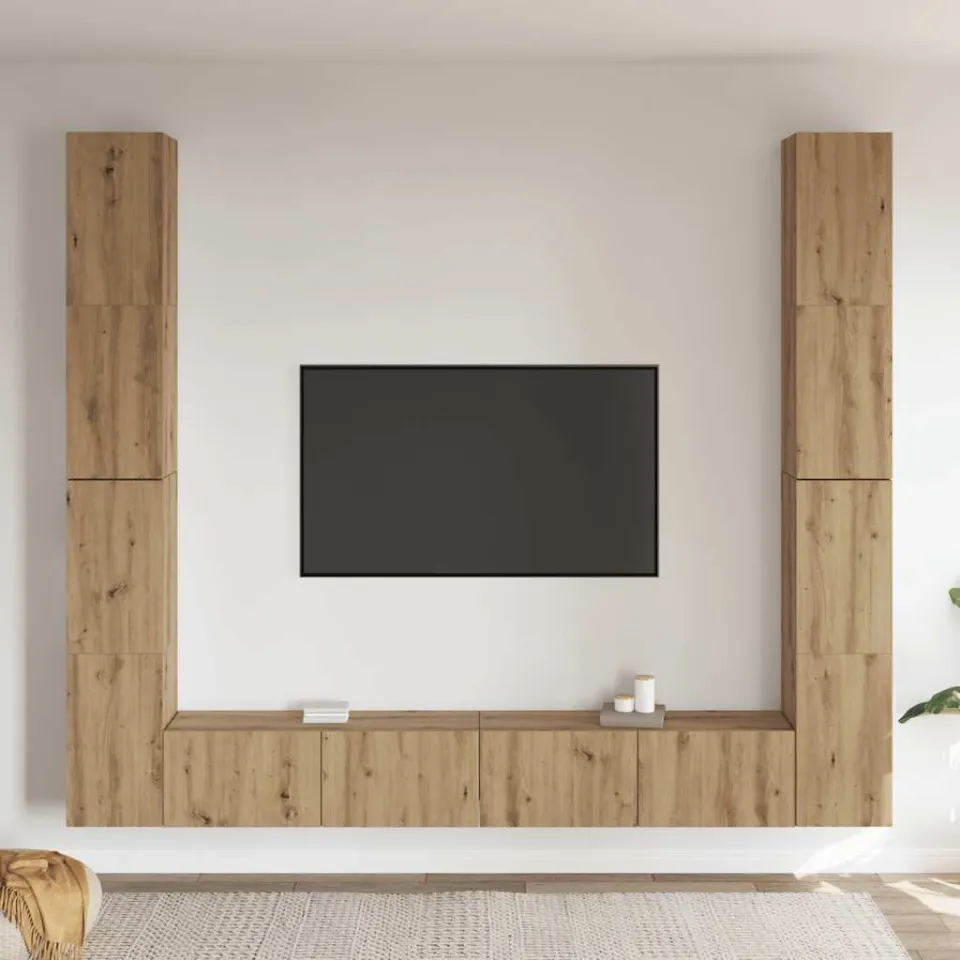 vidaXL Tv-wandkasten 6 st bewerkt hout artisanaal eikenkleurig, foto 3