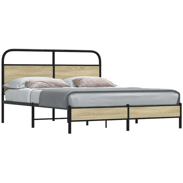 vidaXL Bedframe zonder matras bewerkt hout sonoma eikenkleur 150x200cm Bruin