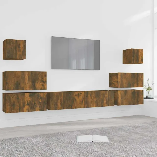 vidaXL 8-delige Tv-meubelset bewerkt hout gerookt eikenkleurig, foto 2
