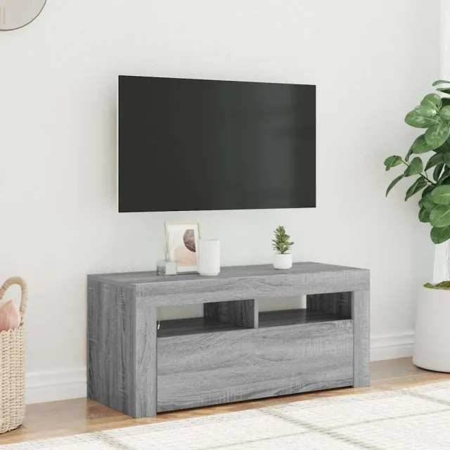 vidaXL Tv-meubel met LED-verlichting 90x35x40 cm grijs sonoma eiken, foto 2