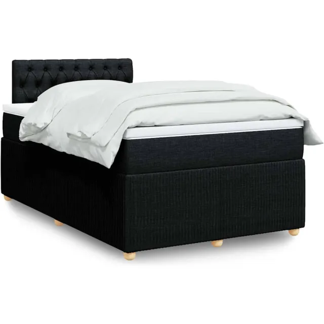 vidaXL Boxspring met matras stof zwart 120x200 cm
