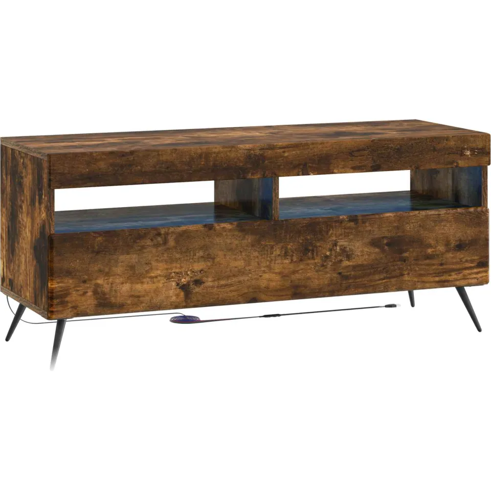 vidaXL LED tv-meubel Gerookt eiken Bewerkt hout, foto 3