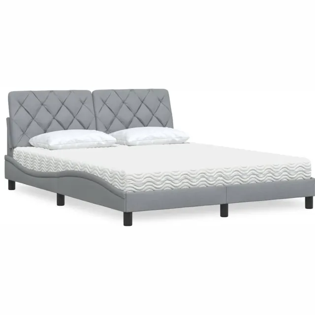 vidaXL Bed met matras stof lichtgrijs 160x200 cm