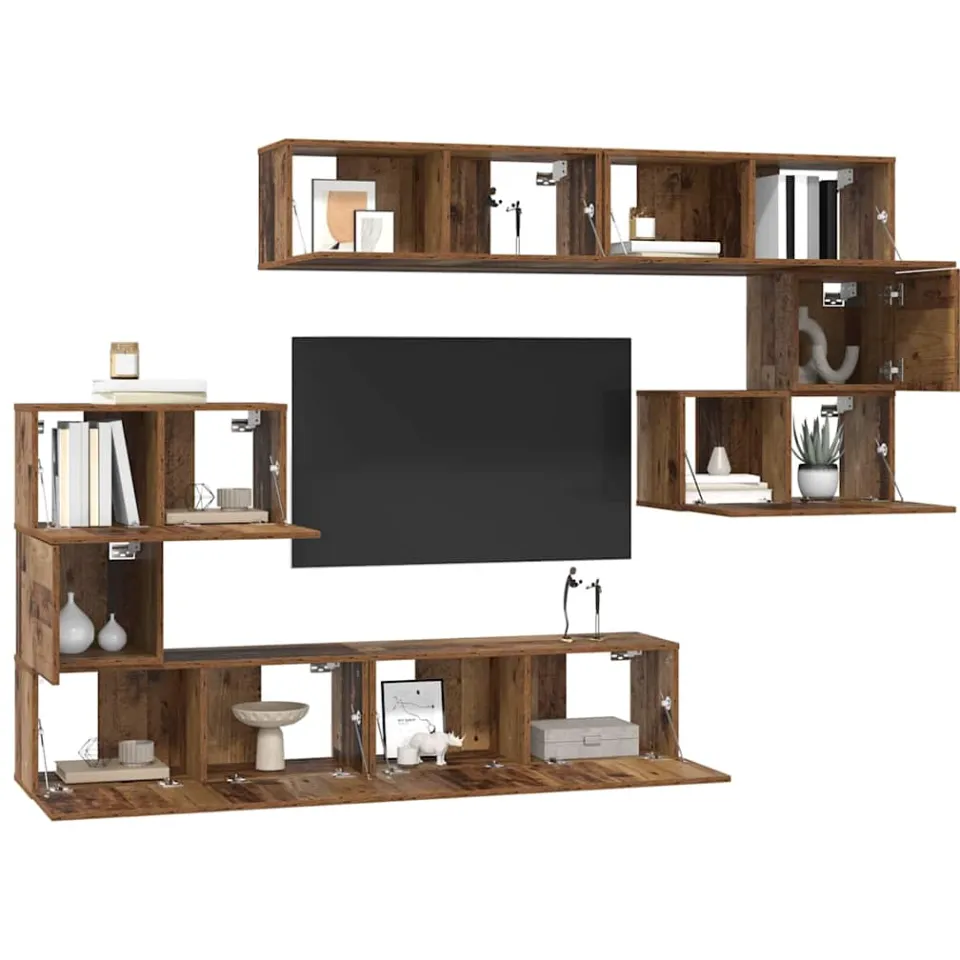vidaXL Tv-meubelset 8 st 80 x 30 x 30 cm Oud Hout bruin, foto 3