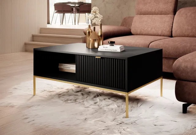 MEUBELLA Salontafel Navil 2 - Zwart - 104 cm Goud|Zwart