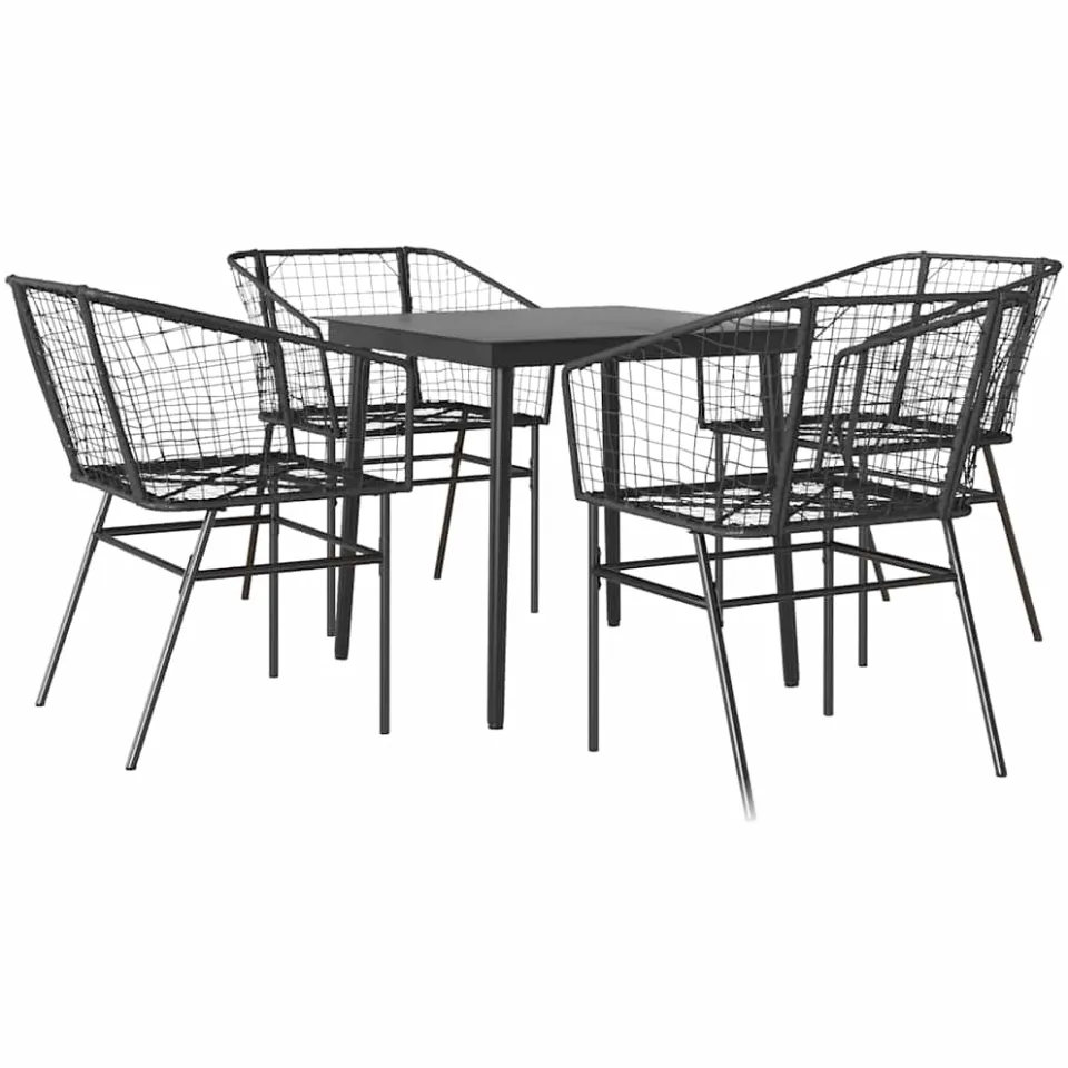 vidaXL 5-delige Tuinset poly rattan glas zwart, foto 3