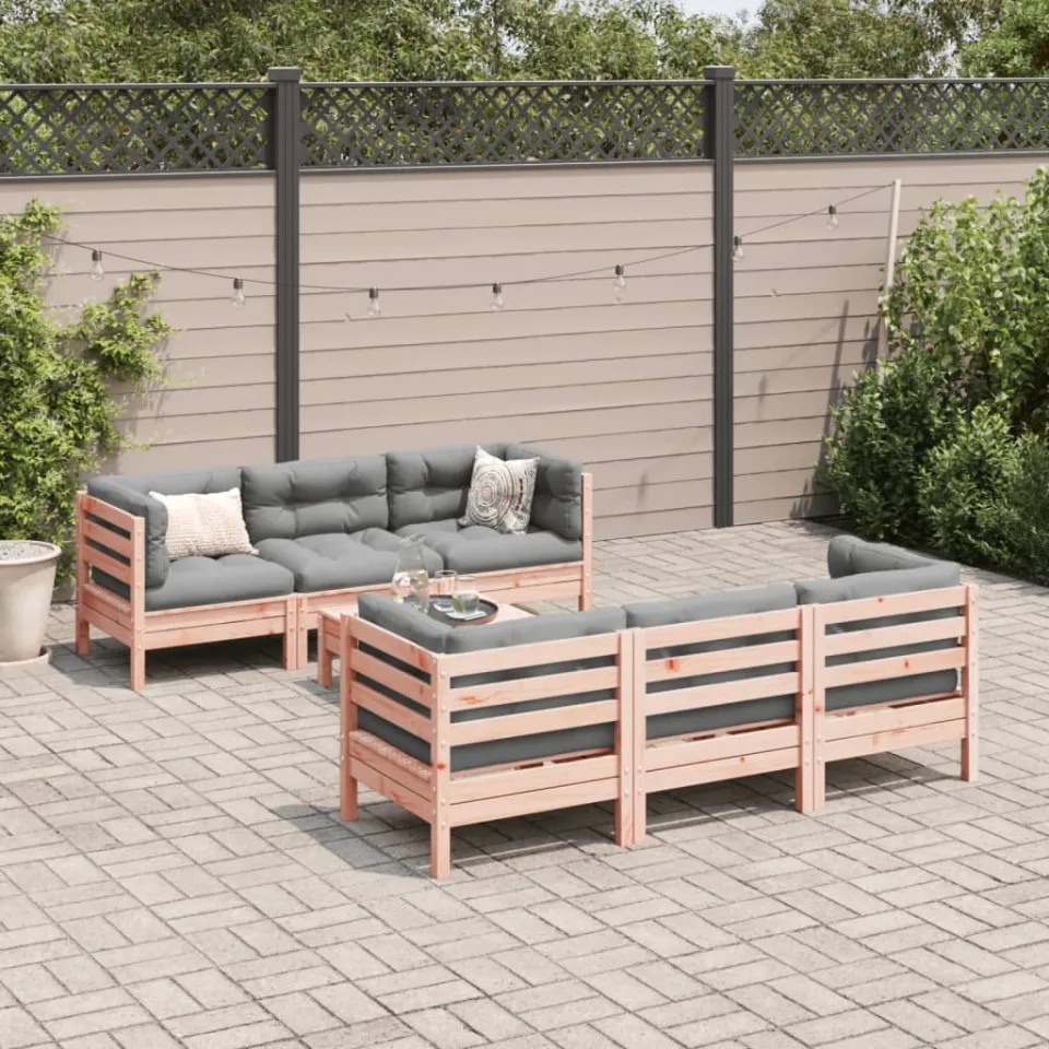 vidaXL 7-delige Loungeset met kussens massief douglas vurenhout bruin, foto 2
