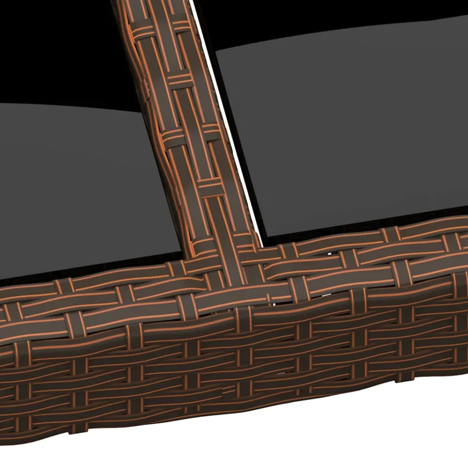 vidaXL Tuintafel met glazen blad poly rattan bruin, foto 3